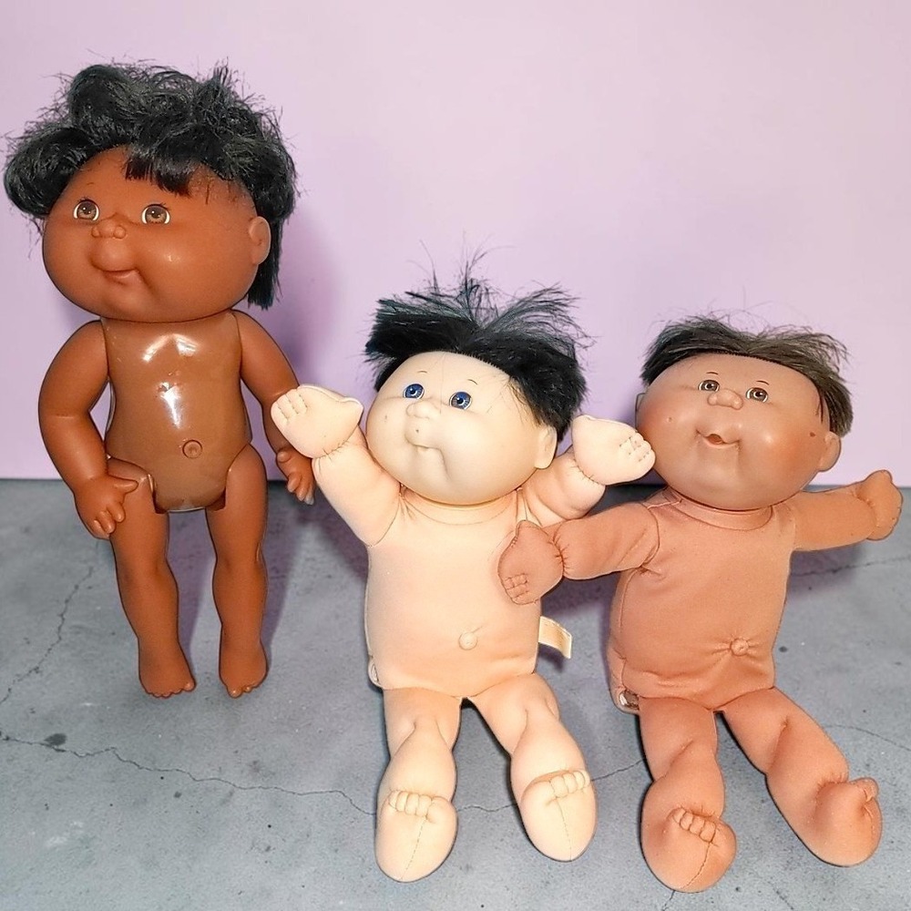 VTG Cabbage Patch Kids Mini Baby Doll Lot Mattel OAA 80s 90s 2000 Black Hair 5"